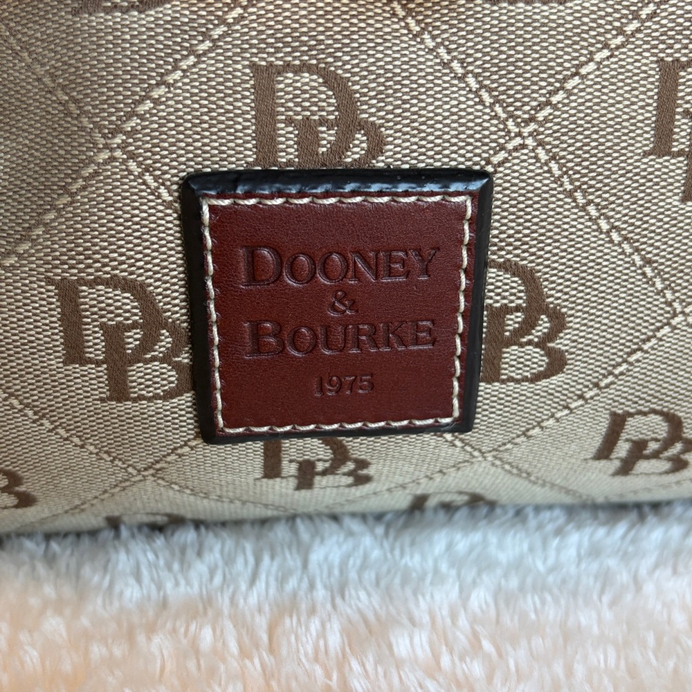 Dooney & Bourke Signature DB Monogram East West Slouch Bag | Leather Trim - Picture 2 of 14